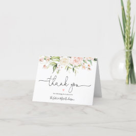 Bröllopskort för tack till Blush och Greenery Brud Kort