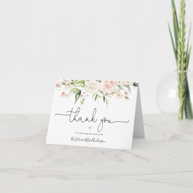 Bröllopskort för tack till Blush och Greenery Brud Kort (Framsida)