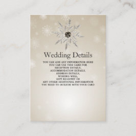 Bröllopskort för vinterbröllop i silver guld snöfl tilläggskort