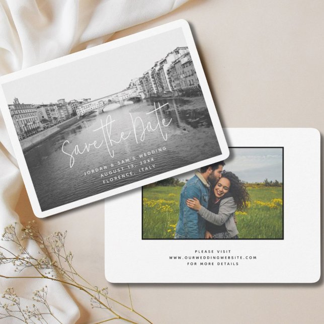 Bröllopskort från Florens Italien Save the Date Inbjudningar (Florence Italy Wedding Postcard Save the Date)