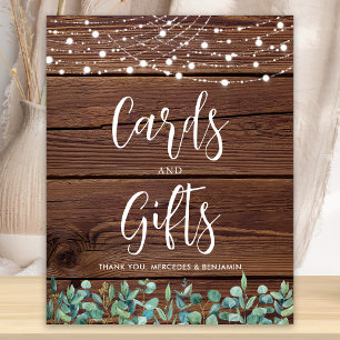Bröllopskort ger Rustic Greenery String Ljus Poster