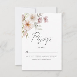 Bröllopskort i rosa blomster för RSVP OSA Kort