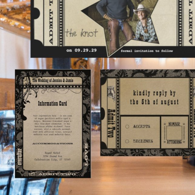 Bröllopskort med detaljerad information tilläggskort (Skapare uppladdad)