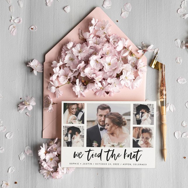 Bröllopskort med flera foton i Casual Script-stil Inbjudningar (Skapare uppladdad)