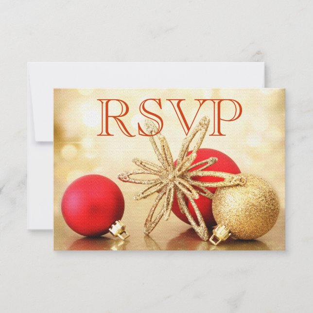 Bröllopskort med guld och röd färg för RSVP under  Inbjudningar (Framsida)