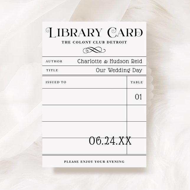 Bröllopskort med kort ur ett gammalt bibliotek (Skapare uppladdad)
