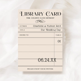 Bröllopskort med kort ur vintage biblioteksljudbok