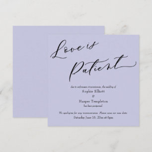 Bröllopskort med lila och 'Love is Patient' Inbjudningar