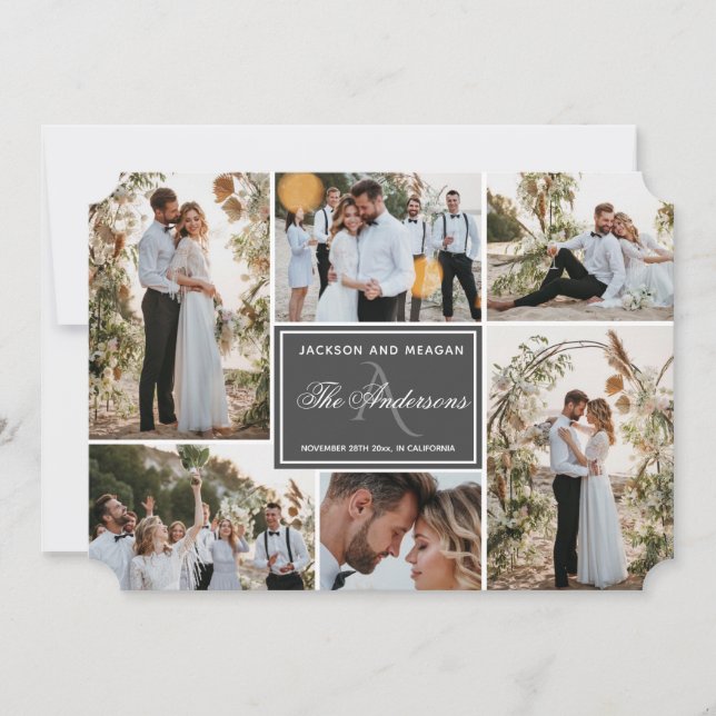 Bröllopskort med monogram meddelande (Framsida)