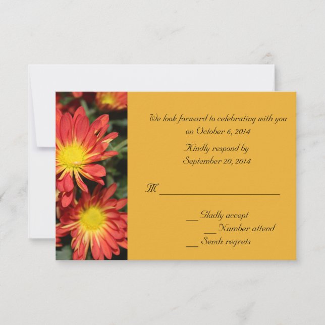 Bröllopskort med orange daisy blommor svarar inbjudningar (Framsida)