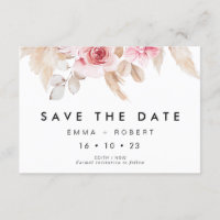 Bröllopskort med rösa Pampasgräs Save The Date