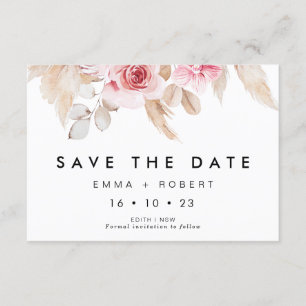 Bröllopskort med rösa Pampasgräs Save The Date Inbjudningar