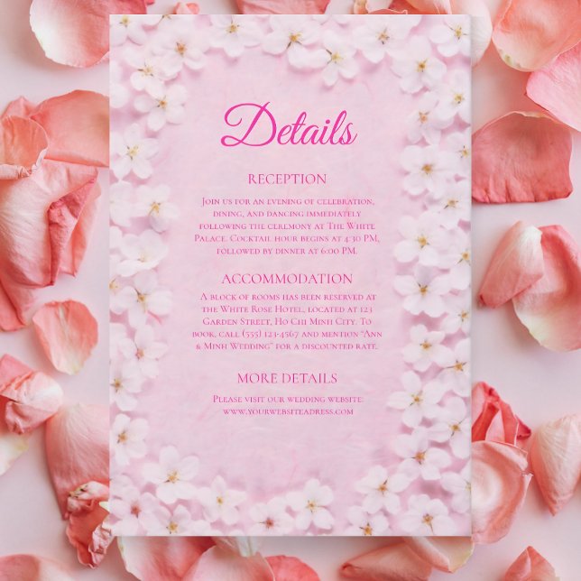 Bröllopskort med rosa Sakura-färg för detaljerad i Tilläggskort (Skapare uppladdad)