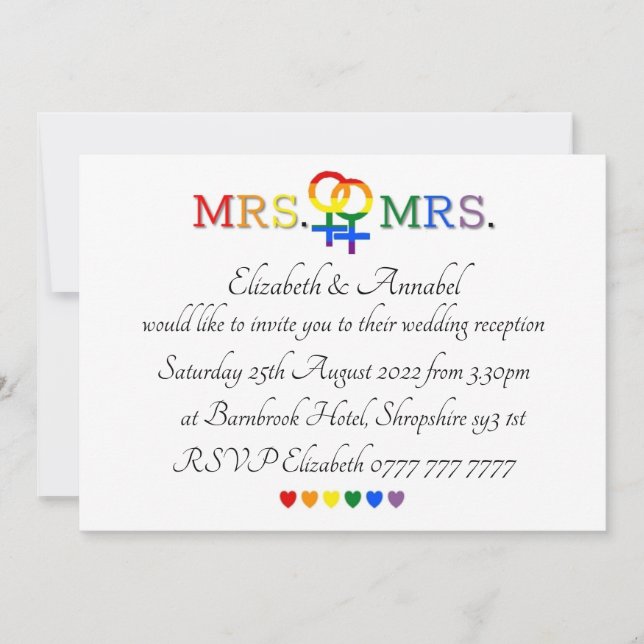 Bröllopskort - Mrs & Mrs Bröllopsinbjudan Inbjudningar (Framsida)