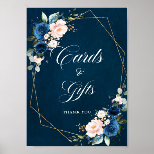 Bröllopskort och gåvor av typen marinblått Poster
