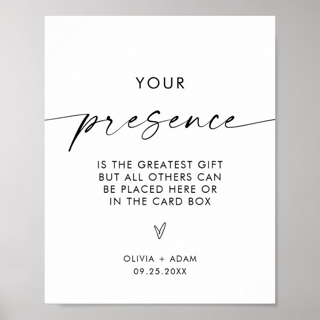Bröllopskort och presentkort, modern minimalistisk poster (Framsidan)