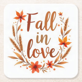 Bröllopskrus för Fall In Love Underlägg Papper Kvadrat