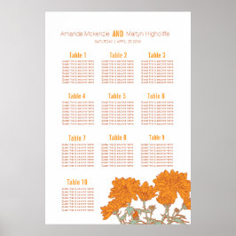 Bröllopskrysantemum orange blomsterkonst bord plan poster
