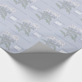 Bröllopskrysantemum vit namn datum omslag presentpapper