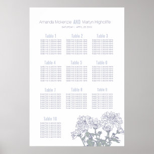 Bröllopskrysantemum vit tecknad konst bord plan poster