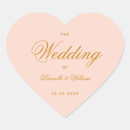 Bröllopsl Rosa Elegant Kalligrafi Enkel  Hjärtformat Klistermärke