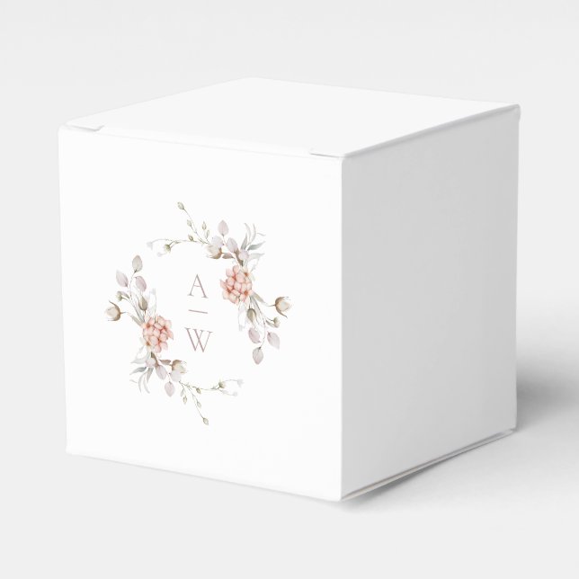 Bröllopslåda med monogram och rosenskugga presentaskar (Framsidan Sidan)