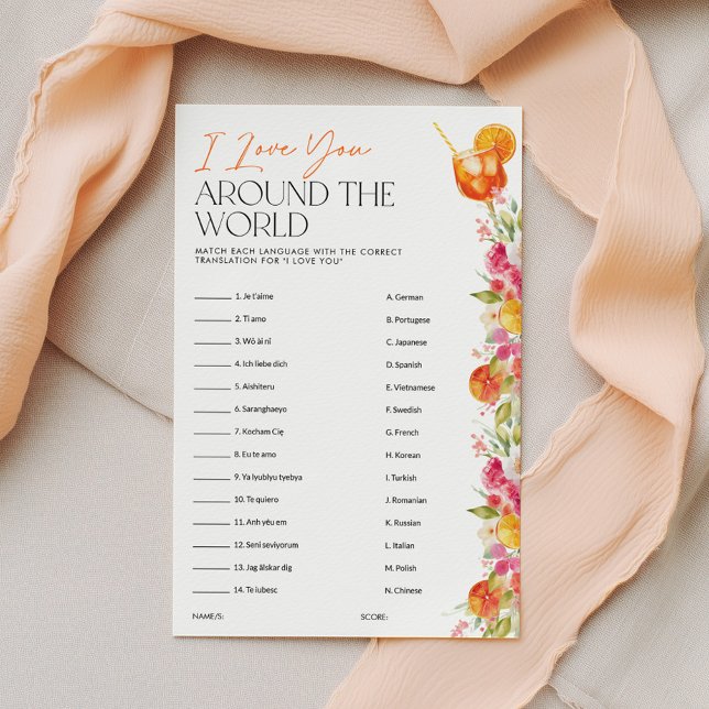 Bröllopslek kärlek dig runt hela världen  (I love you around the world! Bridal Shower Game | Love at first Spritz)