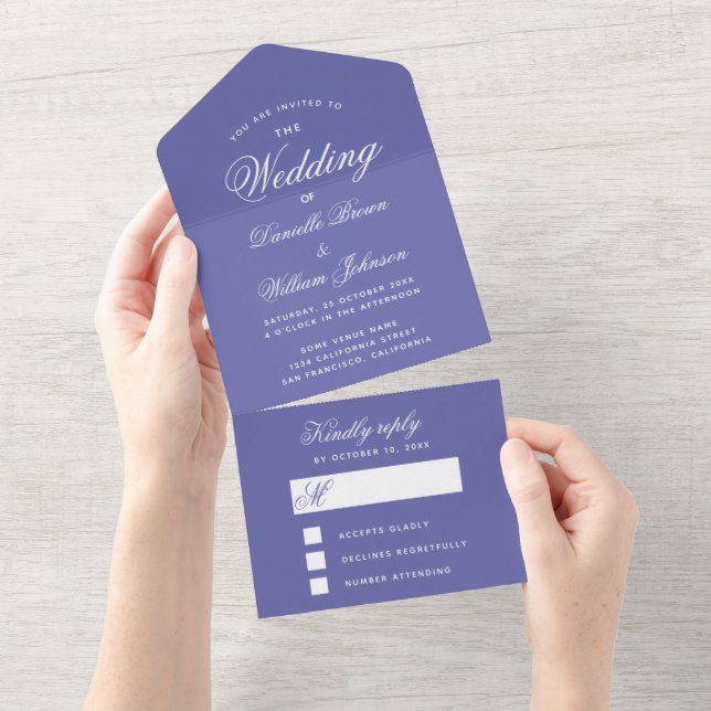 Bröllopslila Elegant Kalligrafi RSVP (Avrivbar del)