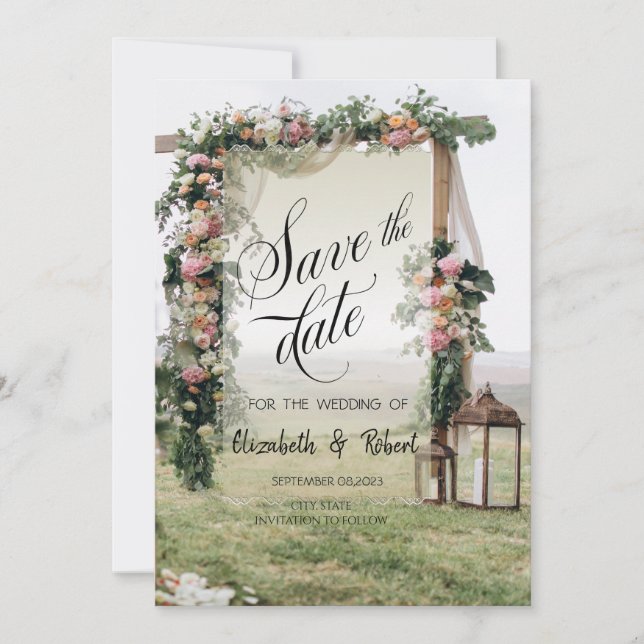 Bröllopsljuslykta för Save The Date Spara Datumet (Framsida)