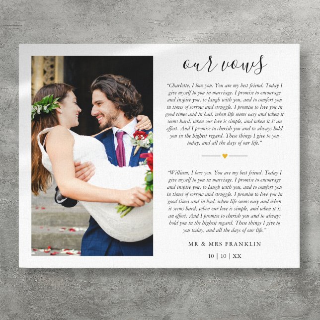 Bröllopslöften årsdagsfoto canvastryck (Wedding Vows Anniversary Photo Canvas Print)