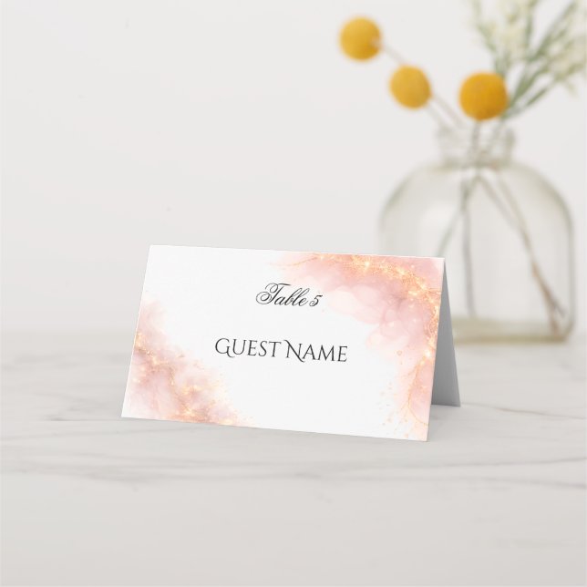 Bröllopsluks med roséguldglans placeringskort (Framsida)
