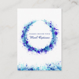 Bröllopsmåltidsval blå stänk inneslutningskort tilläggskort