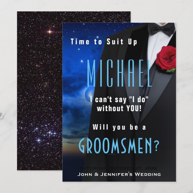 Bröllopsman Tuxedo Inbjudan Klä Upp (Fram/baksida)