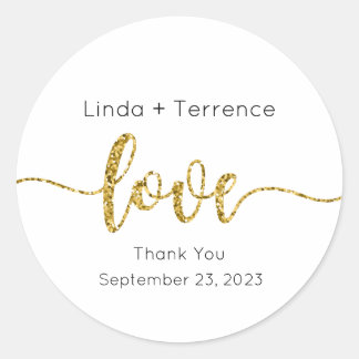 Bröllopsmärken, Bröllopsetiketter, skript, Kärlek Runt Klistermärke