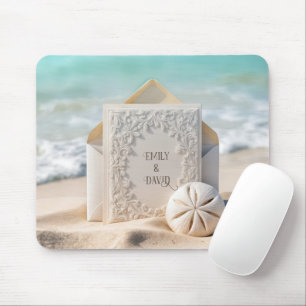 Bröllopsmaterial med sanddollar från stranden musmatta