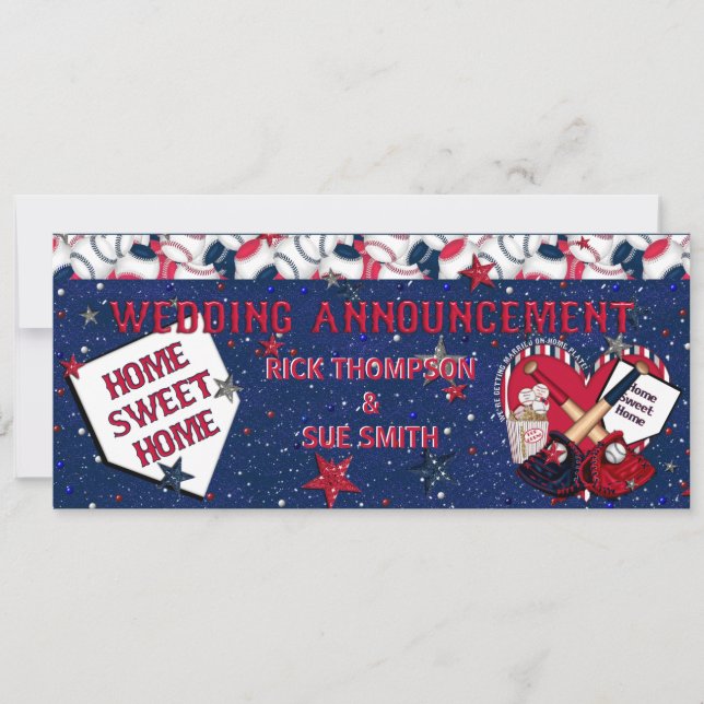 Bröllopsmeddelandet Baseball Biljett Inbjudningar (Framsida)