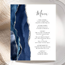 Bröllopsmeny Budget Agate Navyblå Silver