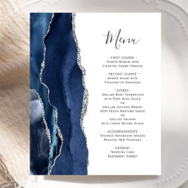 Bröllopsmeny Budget Agate Navyblå Silver