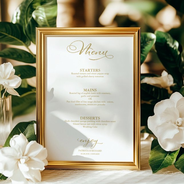 Bröllopsmeny Enkel Elegant Guld Folie Poster (Skapare uppladdad)