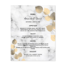 Bröllopsmeny eukalyptus gyllene marmor botanisk