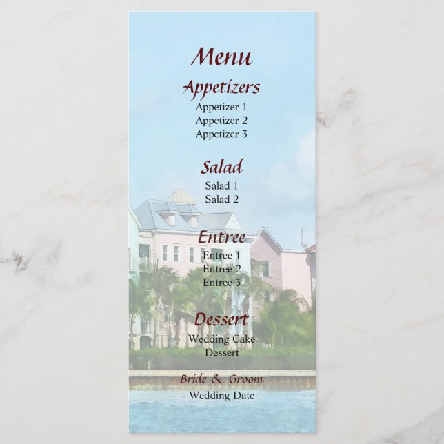 Bröllopsmeny för att lämna Paradise Island Meny (Framsida)