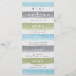 Bröllopsmeny för rand med vattenfärg meny