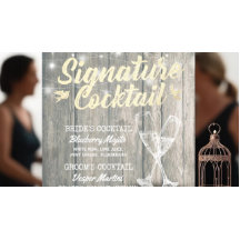 Bröllopsmeny för signaturdryck Champagneglas i trä