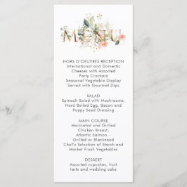 Bröllopsmeny i rosa vit blomstermönster med stilis meny