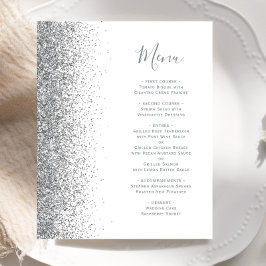 Bröllopsmeny med budget vit silverglitterkant