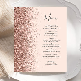 Bröllopsmeny med roséguld glitter på budget