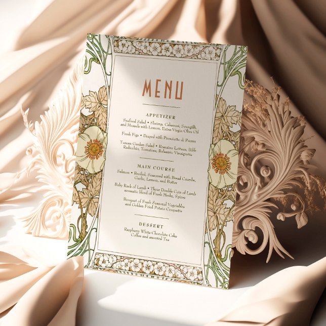 Bröllopsmeny Vintage Art Nouveau av Mucha Invitati Inbjudningar (Skapare uppladdad)