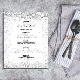 Bröllopsmeny vit silver glitter gnistrar elegant