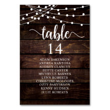 Bröllopsmiddag, rustika gästernas sittplatskarta