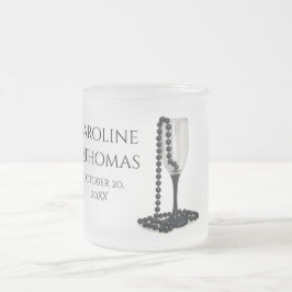 Bröllopsminnesmugg Elegant Pärldesign Frostad Glasmugg